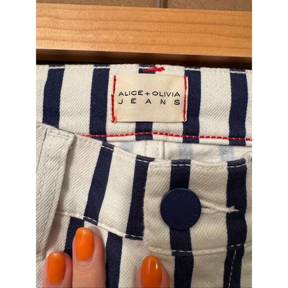 Alice & Olivia Indigo Admiral Stripped BootcutJeans - Picture 8 of 12